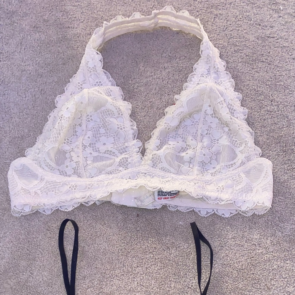 White Free People Lace Halter Bra